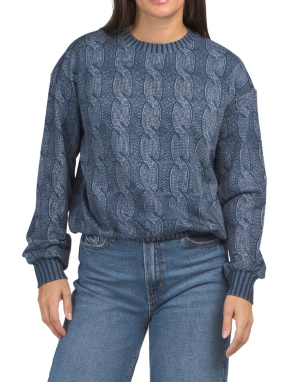 7 FOR ALL MANKIND Cotton Printed Denim Sweater